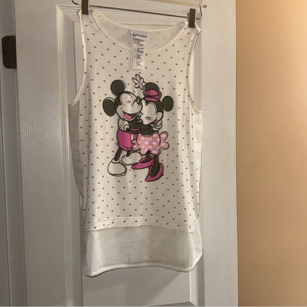 Disney Minnie Mouse White and Pink Tank Top